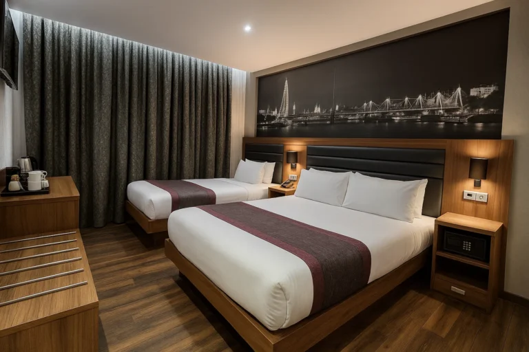 Classic Triple Room, with en suite at London Court Hotel, Earl's Court